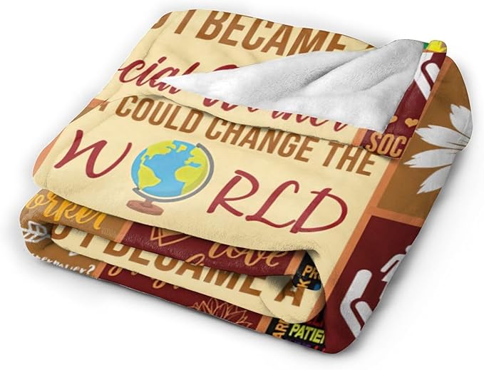 wsradto Social Worker Blanket Gifts for Social Workers Throw Blanket Motivational Quotes Cozy Fleece Flannel Lightweight Stuff Plush for Men Women Adults for Couch Sofa Bed Home Decor 50"x60"