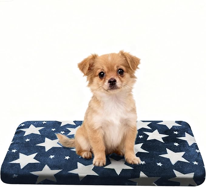 WITTOP Washable Dog Bed Plush Orthopedic Outdoor Crate Mat with Non-Slip Bottom,Luxe Soft Kennel Pad for Pets, Cozy Cage Cushion & Pet Sleeping Mattress Large Sized,Medium,Small Dogs,24 x 18 inch,Blue