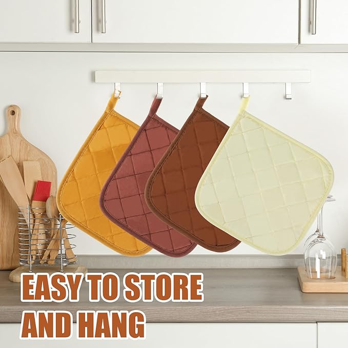 Uiifan 30 Pieces Cotton Pot Holders for Kitchen Washable Heat Resistant Potholders Oven Hot Pads for Cooking and Baking, 7.87 x 7.87 x 0.2 Inch(Chic Color)