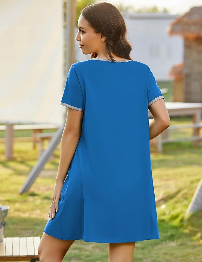 Ekouaer Zip Up Robes for Women Short Sleeves Zipper House Coat Short Bathrobes Lightweight Nightgown with Pockets S-3XL
