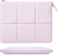 MoKo 9-11 Inch Puffy Tablet Sleeve Bag Fit with New iPad Air/Pro 11 inch, iPad 10th Gen 10.9, iPad Pro 11, iPad Air 4/5th Gen 10.9, Built-in Elastic Band, PU Leather Carrying Case, Light Pink Purple