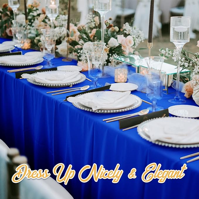 BRILLMAX 8 Pack Royal Blue Tablecloths 70 x 120 Inch for 6ft or 8ft Rectangle Tables - Rectangular Bulk Linen Polyester Fabric Washable Cloth Cover for Wedding Reception Banquet Birthday Party