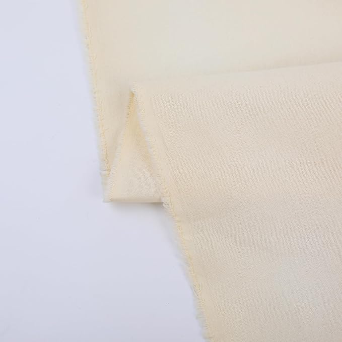 Cotton Fabric Natural Cotton Poplin Fabric by The Yard 100% Cotton, 59 Inches Wide Soft Embroidery Fabric Material for Quilting, Sewing, Crafts, Binding, Backing and Lining (Ivory, 3 Yard)