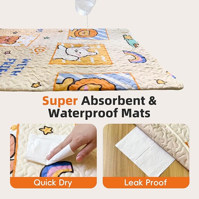 PJYuCien Washable Pee Pads for Dogs 2 Pack, 67" x 26" Octagonal Non-Slip and Leak-Proof Pee Mat, Puppy Training Pads for Whelping, Playpen, Crate, Bed （24/30/36/42'' 8 Panels Pen）
