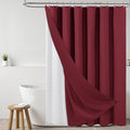 ROLIZOE 3-in-1 Waffle Texture Shower Curtain Set with TPU-Coated Waterproof Liner and 12 Upgraded Double-Sided Hooks, Well-Matched Sizes for a Seamless Fit – Burgundy, 72" x 78"