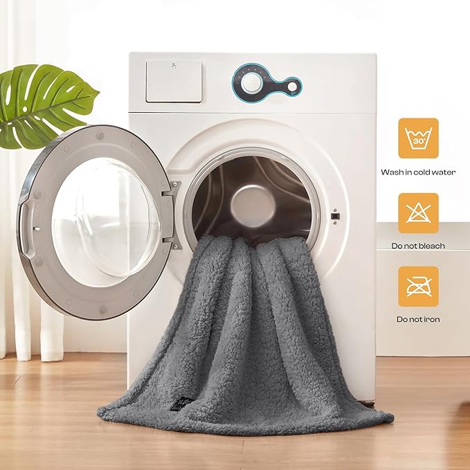 Luciphia Waterproof Pet Blanket for Medium Large Dogs Soft Cat Sherpa Calming Thick Cover Leakproof Cozy Puppy Sofa Bed Car Couch Protector(Grey,63x50 inches)