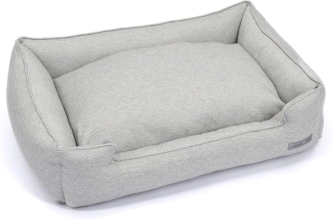 Jax & Bones Dog Bed Lounge - Machine Washable Bed for Dogs - Extra Heavy Duty Bolstered Sides - Small Grey Dog Mat Beds | 24 x 18 Inches