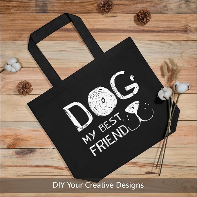 TOPDesign 1-Pack Super Strong Large 12oz Cotton Canvas Tote Bag, Reusable Grocery Shopping Cloth Bag, Fashionable Two-Tone Tote for Crafts, DIY Your Creative Designs