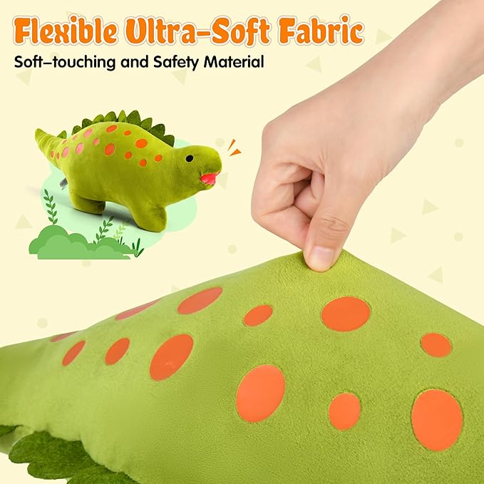 BB FUN HOUSE Dinosaur Pillow Plush, Stuffed Animal Birthday Gift Dino Decorative Throw Pillow for Kids Teens Adult Room Decor Soft Plushie Toy, Green