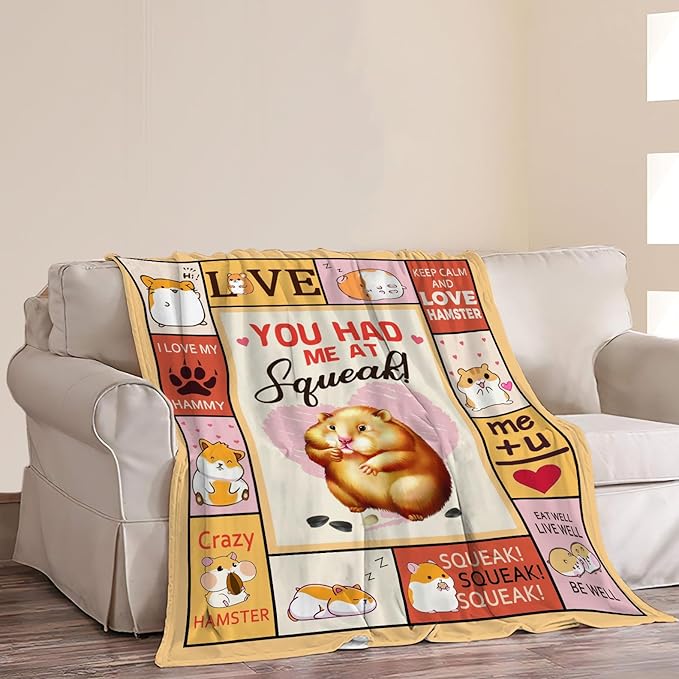 Hamster Blanket Hamster Throw Blanket Soft Fleece Flannel Bedding Gifts for Men Boys Women Girls Lovers Adults Stuff Plush for Couch Sofa Bed Room Decor 50"X60"