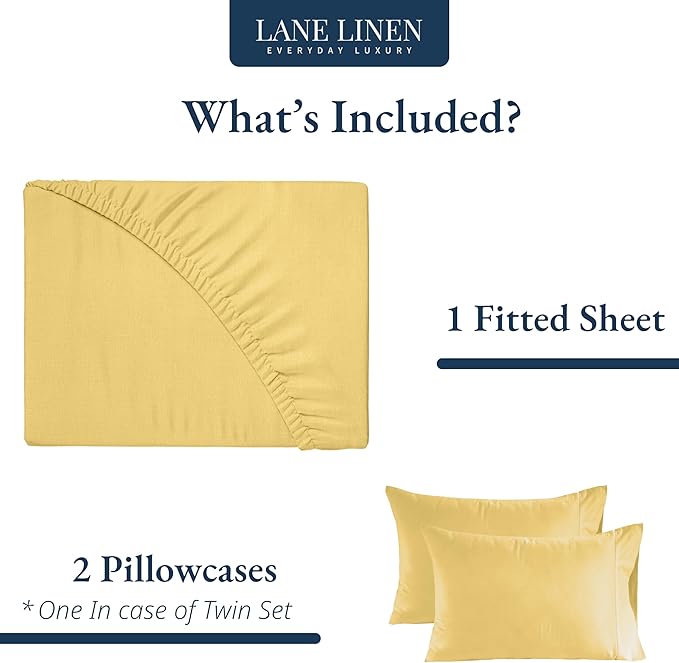 LANE LINEN Twin XL Fitted Sheet, 100% Organic Cotton 2-Piece Set (1 Fitted Sheet, 1 Pillowcase), Percale Weave, Bottom Sheet, Soft, Breathable, Fits Mattress Upto 15" Deep - Cocoon (No Flat Sheet)