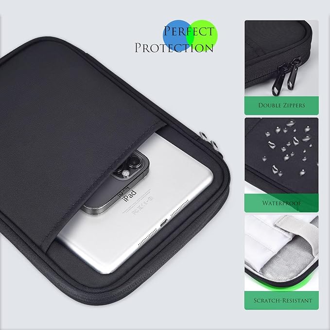 6-7 Inch E-Reader Tablet Carrying Sleeve for 7" Amazon Fire 7/Kindle Oasis,6.8" Kindle Paperwhite 11th 2021, 6" Kindle Paperwhite/Kindle 2022, Kobo Clara 2E/Libra 2 eReader Protective Bag Case(Black)