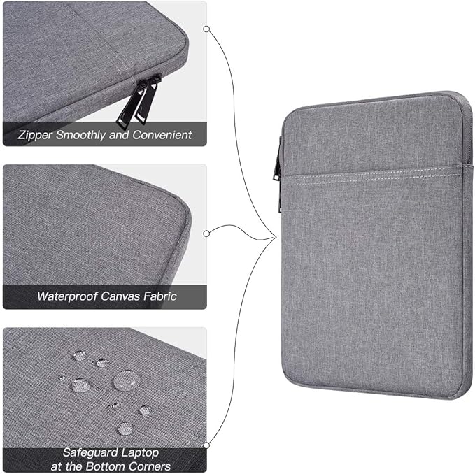 Tablet Sleeve Case for 11" Samsung Galaxy Tab A9+/ Galaxy Tab S6 Lite (2024) 10.4", iPad 10th/ Air 5th 10.9, Pro 11 M4 2024,iPad 9/8/7 10.2 Bag, Light Grey