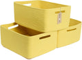 MiniArk Large Storage Baskets for Shelves, Closet Organizers Bins for Clothes Blanket Towels, Baby Nursery, Toy Baskets Box, Woven Rope Baskets, 17 x 13 x 7.5”, 3 Packs Yellow