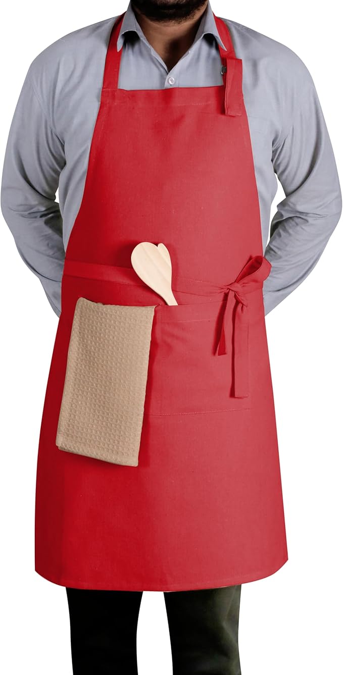 Native Fab Kitchen Apron 2 Pack - 100% Cotton Adjustable, Durable Apron with Pockets, Perfect for Cooking, Baking, Grilling
