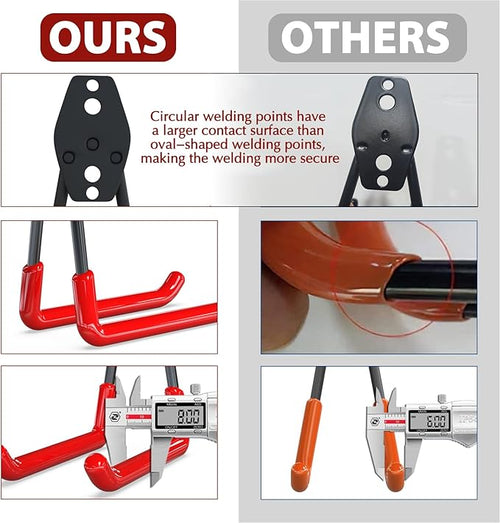 3-H Garage Wall Hooks 20 Pack, Garage Hooks Heavy Duty with Extra Welding Spots, Garage Organizer for Garden, Lawn, Chairs, Ladders, WeedEater, Shovel (Red)