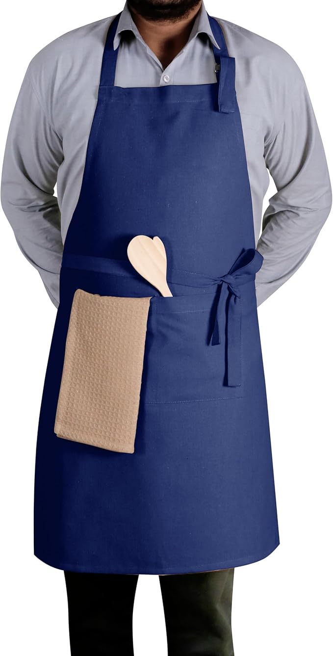 Native Fab Kitchen Apron 2 Pack - 100% Cotton Adjustable, Durable Apron with Pockets, Perfect for Cooking, Baking, Grilling