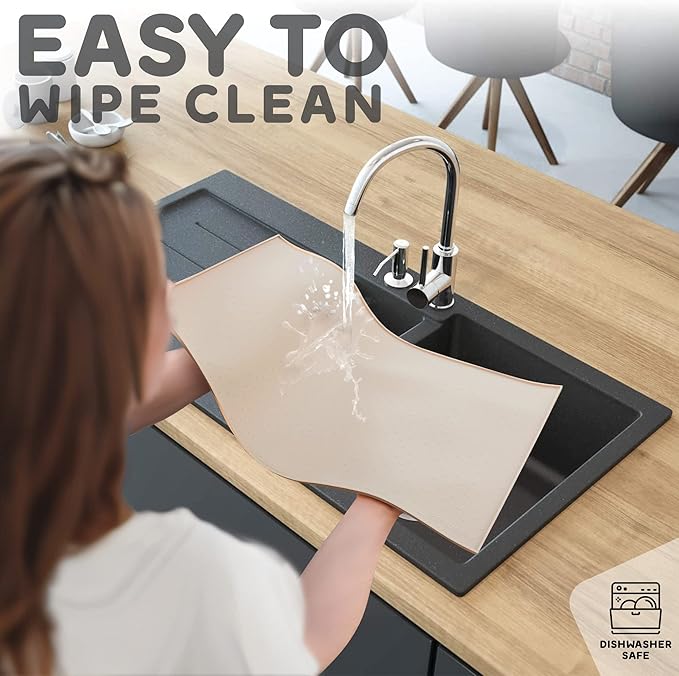 PetHappily Dog Food Mat - Raised Edges Dogs Mat for Food and Water Prevent Spill, Waterproof Cat Food Mats Protect Floors, Easy Clean Dog Bowl Mats for Food and Water, Silicone Pet Food Tray