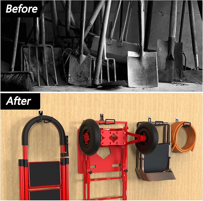 3-H Solid Steel Garden Hose Holder - Wall Mounted Hanger with Extension Strap for Outdoor Water Hoses & More
