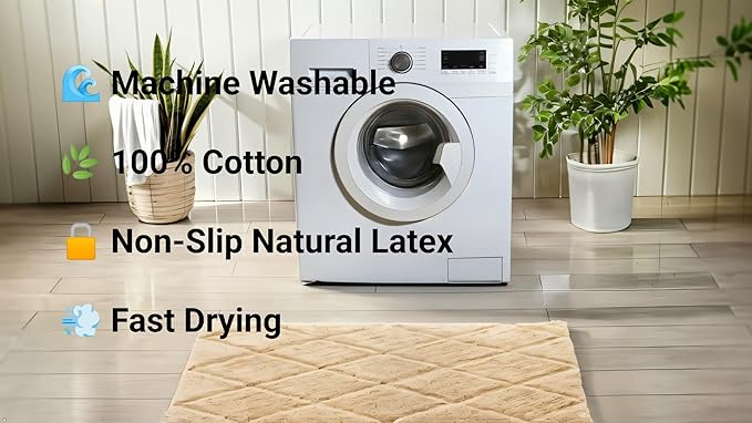 C23 Luxury 2200 GSM Heavyweight Bath Mat | 100% Tufted Cotton | 20"x32" White | Thick & Plush Bathroom Rug | Ultra-Absorbent, Quick Dry, Anti-Slip Natural Latex Back, Machine Washable, 1 Piece