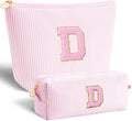 Btffitting Personalized Makeup Bag for Women Girls - Fashion Cosmetic Bag Trendy Travel Toiletry Bag with Initials Letter - Teen Gifts - Pink,D