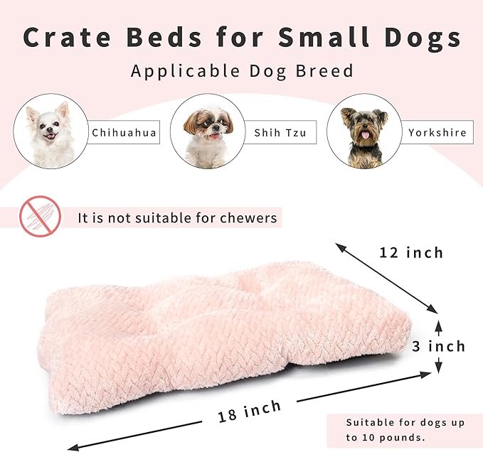Necesitar 18 inch Dog Crate Bed Dog Mats for Sleeping,Up to 10 lbs Fluffy Pink Puppy Pad XXS