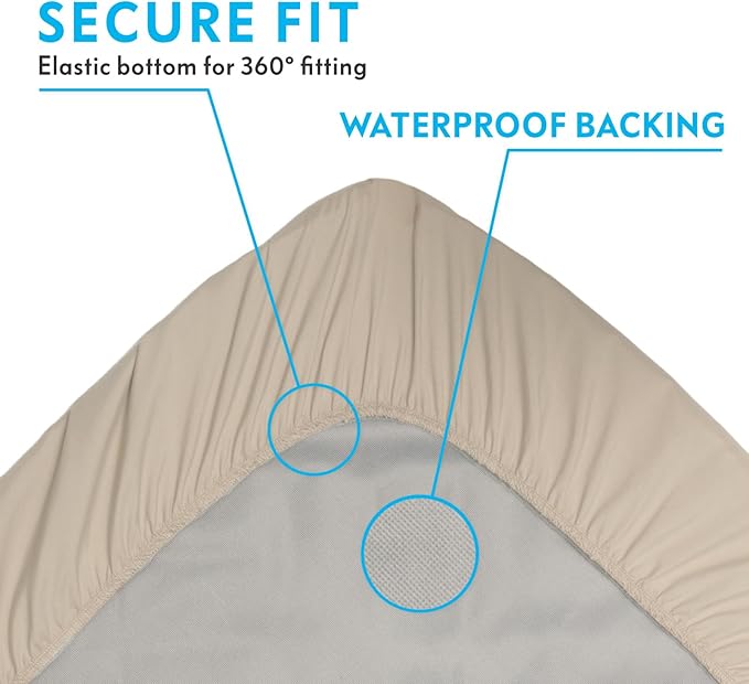 Paw Inspired Waterproof Fitted Cover for Dog Bed | Washable Bed Protector for Dog Mattress | Removable Replacement Cover for Large to XL Pet Bed (Beige, 44 x 35 x 6 Inch)