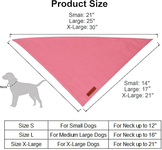 ADOGGYGO 2 Pack Pink Dog Bandanas, Soft Cotton Solid Color Pet Triangle Scarf, Adjustable DIY Pink Girl Birthday Bandanas for Extra Large Dogs (X-Large)
