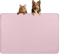 Bartuke Dog Food Mat, Extra Large 34" x 22" Silicone Pet Feeding Mat with Raised Edge Pet Placemat for Small, Medium, and Large Pets Non-Slip, Easy to Clean (Pink)
