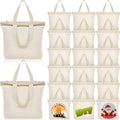 Silkfly 20 Pcs Canvas Tote Bags Bulk 16.5x13.4'' Blank Cotton Canvas Bag with Zipper Handles Reusable Plain Grocery Makeup Handbag for DIY (Beige)