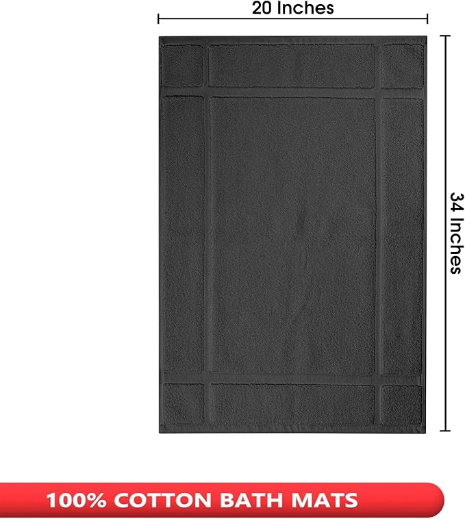 Ample Decor Cotton Bath Mats 34 X 20 Inches, 1350 GSM Oeko Tex Certified Solid Construction Thick & Plush, for Bathroom Floor, Shower – Grey