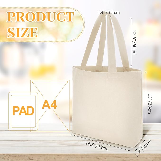 Silkfly 30 Pcs Canvas Tote Bags Bulk 16.5x13.4'' Blank Cotton Canvas Bag with Zipper Handles Reusable Plain Grocery Makeup Handbag for DIY(Beige)