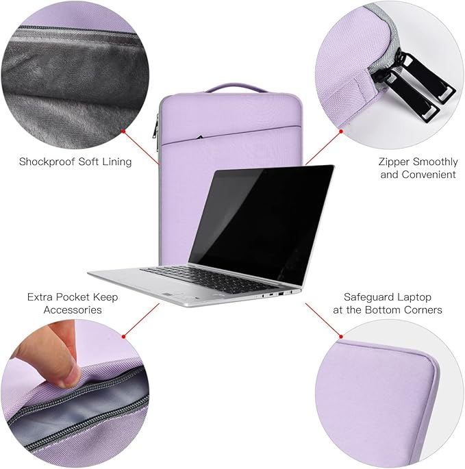13 Inch Laptop Sleeve Case for 13-inch New MacBook Air M4 A3240 2025,13 13.6 Inch MacBook Air 13 M3/M2/M1 2020-2024, Computer Carrying Bag with Handle, Purple