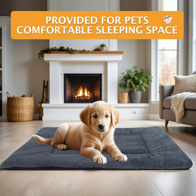 Vetasac Reversible Dog Bed Mat with Plush and Corn Velvet,Soft Warm Pet Cushion, Dual Purpose Washable Sleeping Mattress Bed for Small Medium Large Dog and Cat XB004 (24"x18", Dark Grey)