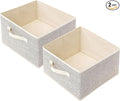 EITMOW Storage Baskets, 11-Inch Woven Fabric Bins, Storage Cubes with Reinforced Handles, Organizer Bins for Closet Shelves, Foldable, for Toys, Clothes, Natural Beige (2PCS/Beige-11*11*7.8inch)