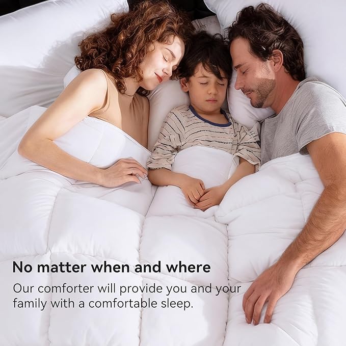Goose Feather Down Fiber Comforter Twin Size, Ultra Soft Medium Warm Duvet Insert, All Season Luxury Hotel Bedding Comforters with Corner Tabs(White,68x90)