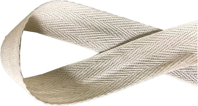 QIANF Twill Tape Ribbon 100% Cotton Natural Color 1 Inch Wide 50 Yard Roll Herringbone Tape(1 Inch-50Yard, Off-White)