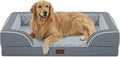 Casa Paw Orthopedic Dog Beds for Extra Large Sized Dogs, Waterproof Memory Foam XL Pet Bed with Sides 42x30Inch, Non-Slip and Egg-Crate Foam Big Dog Couch Bed with Removable Washable Cover, Grey