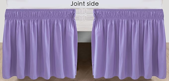 Biscaynebay Wrap Around Bed Skirts for King & Cal King Beds 15" Drop, Lavender Adjustable Elastic Dust Ruffles Easy Fit Wrinkle & Fade Resistant Silky Luxurious Fabric Machine Washable