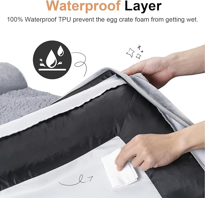 Large Dog Bed Orthopedic Washable: Extra Large Sized Beds for Jumbo Dogs Egg Crate Foam Sofa Couch Waterproof Removable Cover