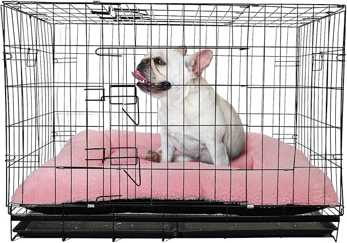 zihapgpzp 30 Inch Dog Crate Bed Pink for Medium Dogs Up to 30 lbs,Soft Cute Crate Pads for Dog Cages Washable & Anti-Slip Pet Kennel Pad for Dogs Cozy Sleeping Mat,30" x 19"