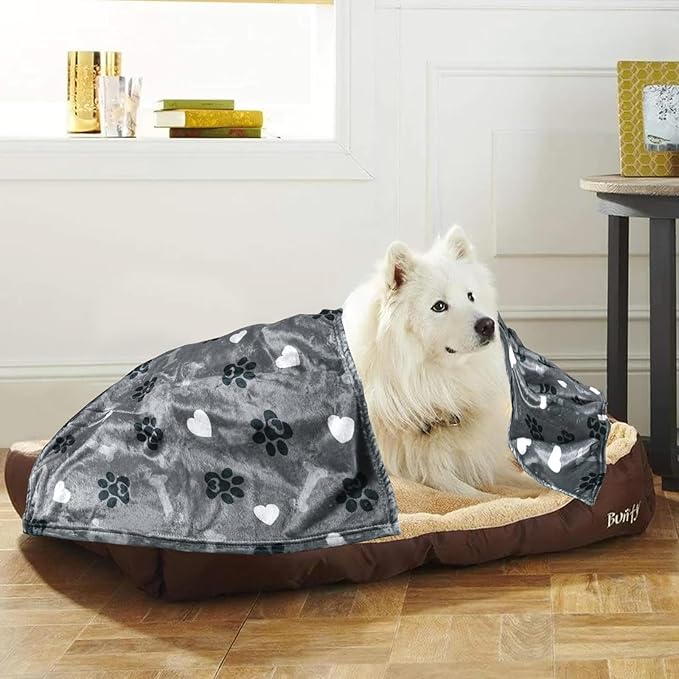 AHOOCUSTOM Dog Blanket,Super Soft Fluffy Premium Fleece Pet Puppy Blanket for Large Medium Dog Cat Mat Cover for Bed Couch,Cute Reversible Cow Print, Gray,(41 x 31 Inch)
