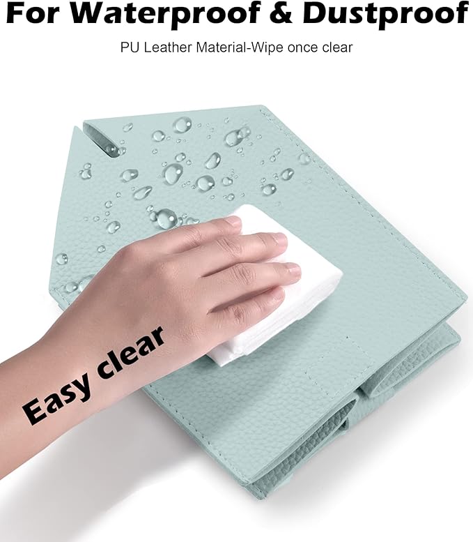 Tclouda Tissue Box Cover for PU Leather, Modern Simple Solid Color Holder Square Tissue Bag, Ideal for Bathrooms,Office,Car,Outdoor Tent,Dining Table,5"X5"X5", Single Sky Blue