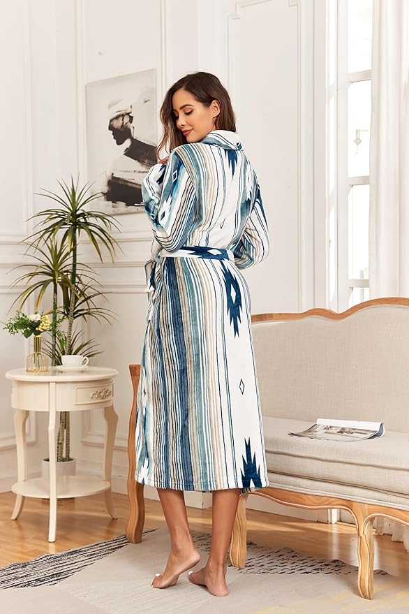RONGTAI Womens Bathrobe Ladies Fleece Plush Warm Long Robes Fleece Nightgown Sleepwear