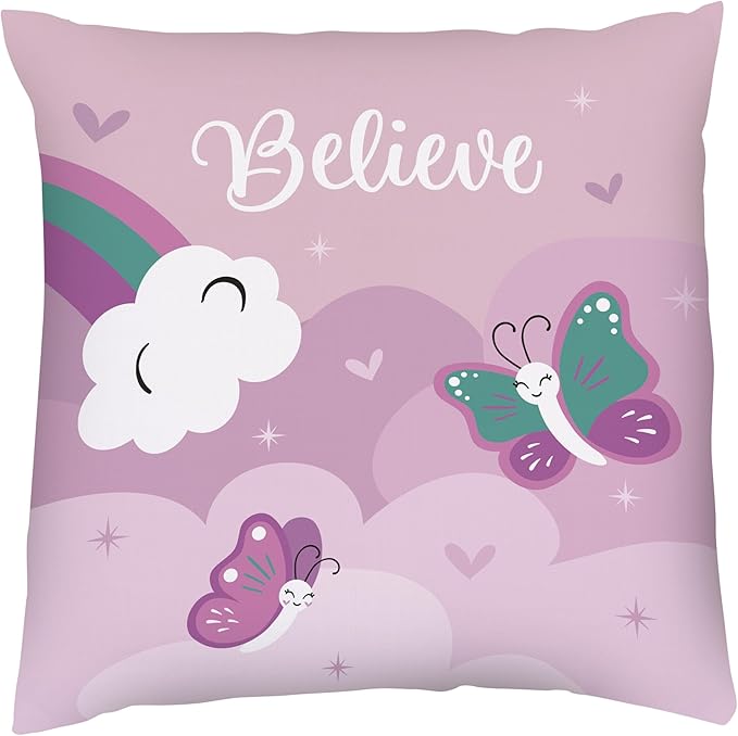 Kids Unicorn Throw Pillow - 16" x 16" - Double-Sided Printing - Cover Only - Kids Bedroom Accent Pillow - Nursery Decor - Printed in USA
