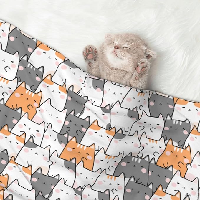 ENSFTF Pet Blanket,Warming Ultra Soft Warming Mat for Indoor Pet Beds & Furniture Reversible Blanket Machine Washable 27.6 * 19.7Inch,Cute Animals Pattern
