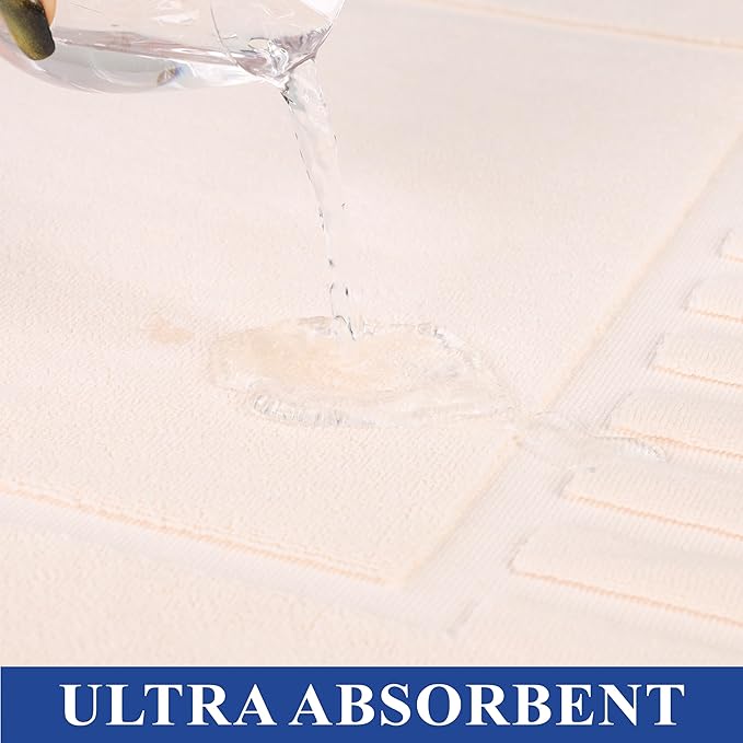 Superior 100% Cotton Bathmat Set, Bath Mat, Bathroom Decor, Shower, Bathtub Essentials, Home Accessories, Washable Rug, Absorbent, Quick Dry, Leo Collection, Set of 2, 22" x 35", Ivory