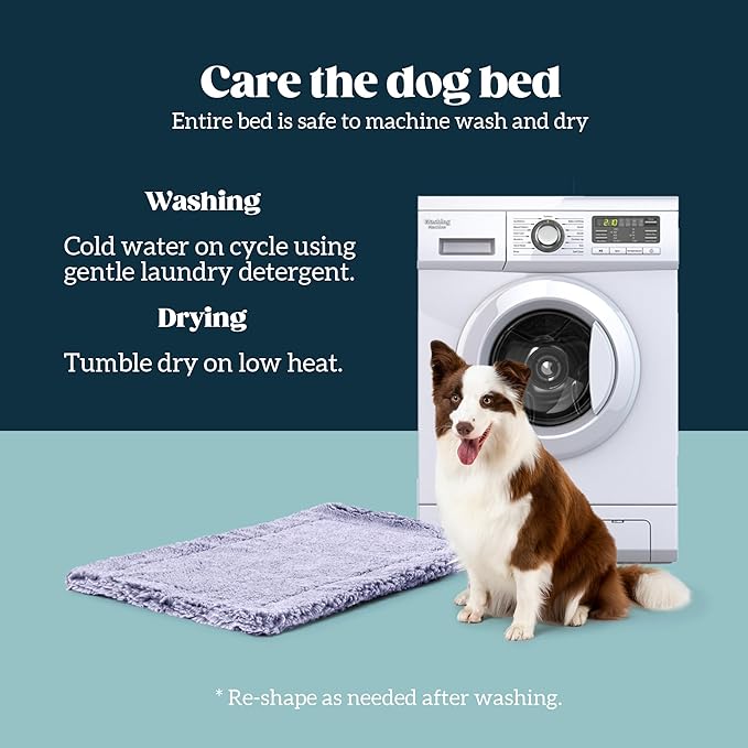 PELZIN Stoutwool Indestructible Dog Bed - Fluffy Chew Proof Dog Crate Pad - Tough Kennel Pad for Aggressive Chewers - Washable, Ideal for Jumbo Breeds & Fits 54-Inch Crate - 53"x35", Jacaranda
