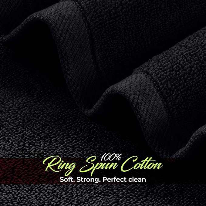 RIVERSIDE 12 Pack Washcloths - 12x12 Inches, 500 GSM, 100% Ring-Spun Cotton - Soft, Absorbent & Durable Face and Body Towels - for Bathroom, Spa, Gym, Makeup Removal & Everyday Use - Charcoal
