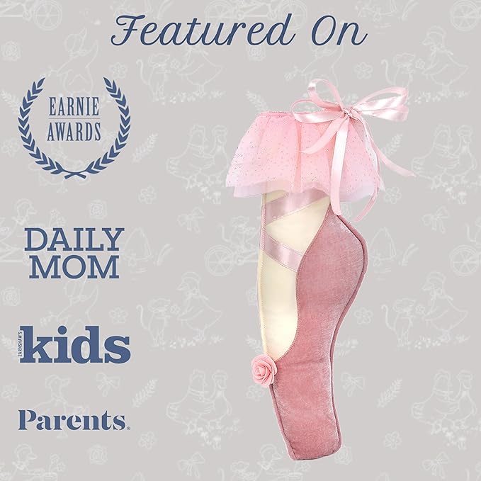 MON AMI Ballet Slipper Accent Décor – 14” | Plush Pink Ballet Shoe Pillow for Nursery, Kids’ Room & Ballet-Themed Decor | Perfect Dance Recital Gift